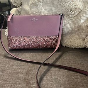 Kate Spade, Pink glitter, cross body bag. Used, like new.